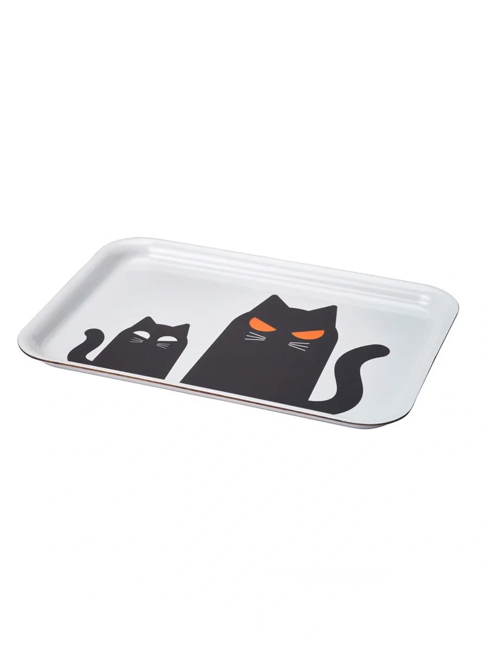 Playful Black Cat Serve Tray in White and Black